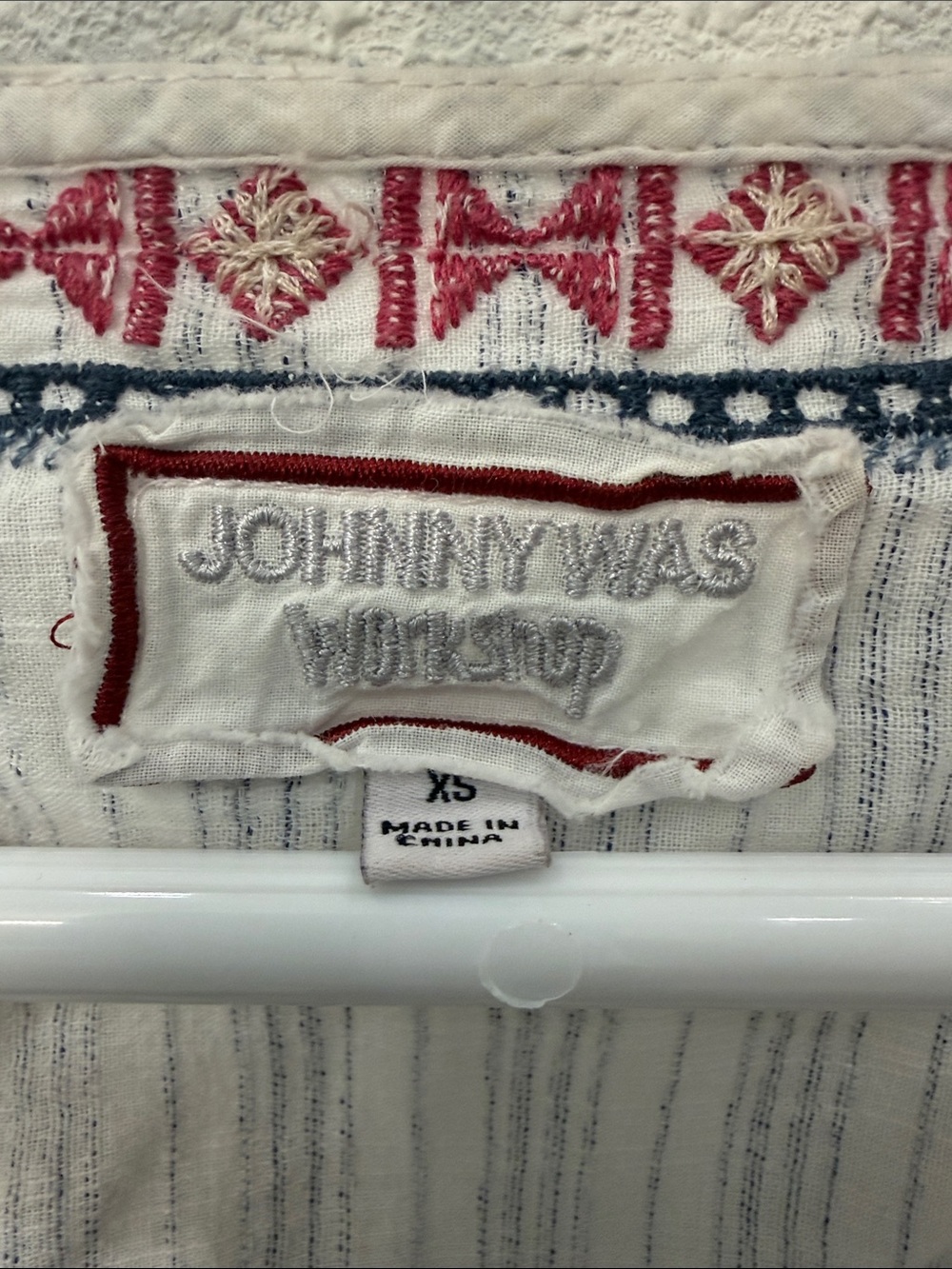 Johnny Was Striped Embroidered Square-Neck Top - Picture 2 of 5